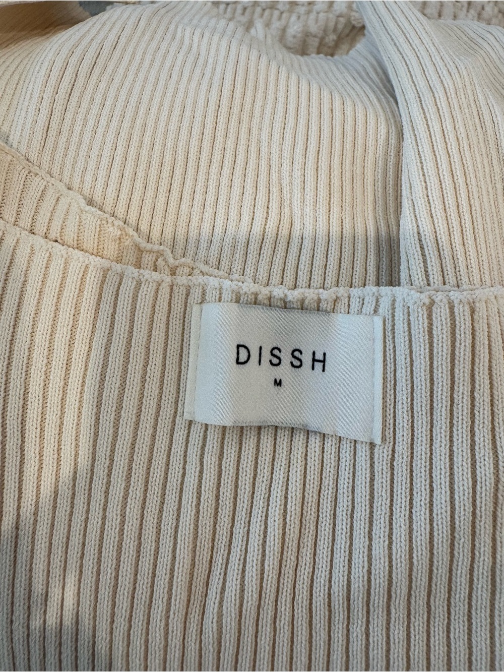 DISSH Cream Ribbed Scallop-Edge Tank Top - Picture 3 of 3